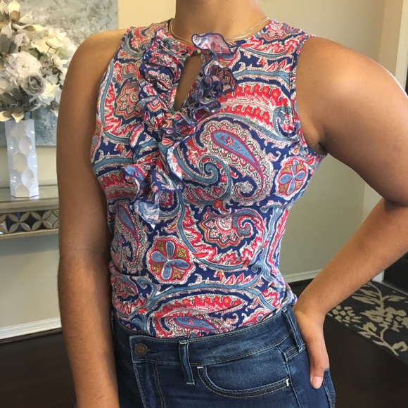 LAUREN Ralph Lauren Paisley Ruffle Top - Picture 7 of 8